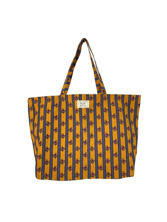 S曾?zane Handbags - Sezane Printed Yellow Floral Stripe Tote Bag